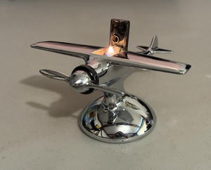 Hamilton Art Deco Chrome “Airflame” Airplane Table Cigarette Lighter 1930s Works