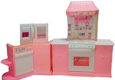 Salvaged Parts Vtg Barbie 1996 GLORIA Doll Partial Pink Kitchen Play Set