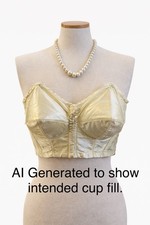 Vintage 1950s Exquisite Form Bustier Bullet Bra Satin Lace 34C FLAWED READ