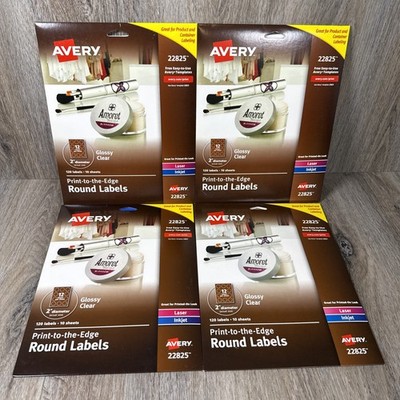 Lot (4) Avery Dennison 22825 Laser/Inkjet 2'' Round Glossy Clear Label