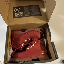 Timberland Premium 6 in Waterproof Nubuck Lace-Up Boot Kids US 6 Red