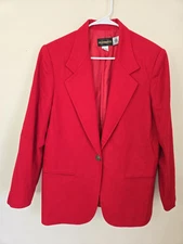 REQUIREMENTS 100% Wool Blazer Size 12 Suit Separate Coat Red FREE SHIPPING