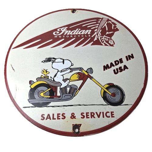 Vintage Indian Motorcycles Sign - Gas Pump Service Station Biker Porcelain Sign