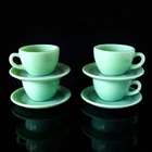 💠 Fire King Jadeite Restaurant Ware Cup and Saucer Sets - Set of 4 Excellent