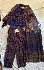 5 Pc Carlisle Paisley Floral Blazer, Long Sleeve, Pants, Skirt, And Scarf 14