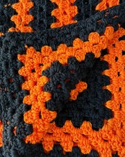 BEAUTIFUL NEW HANDMADE CROCHET BABY BLANKET/AFGHAN  ORANGE  BLACK