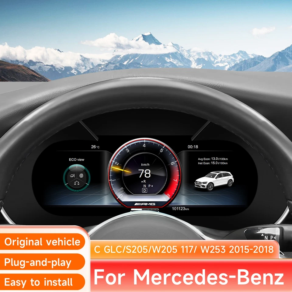 Cuadro de instrumentos digital LCD de 12,3" para Mercedes Benz C/GLC W205 W253 Foto 2 de 4