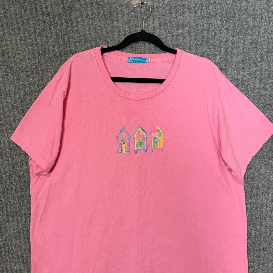 Camisa Fresh Produce Mujer XL Rosa Manga Corta Camiseta Playa Casa Tropical Foto 2 de 4