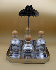 Silver Patron Tequila Serving Tray Display W/ 4 Cocktail Bottles & Garnish Trays