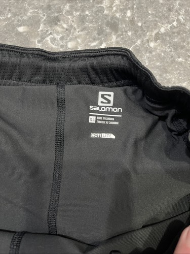 Salomon pantaloncino running uomo XL nero tasca zip leggero sportivo foderato - Foto 4 di 8