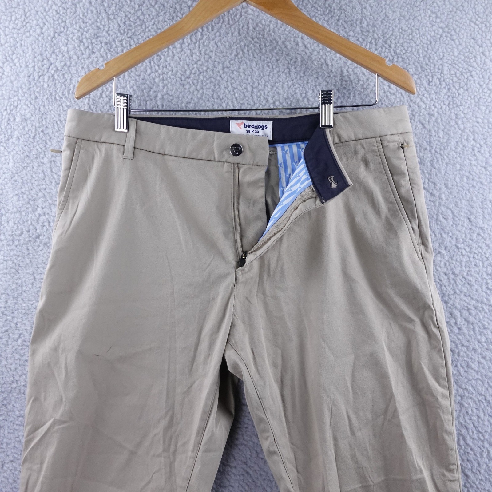BirdDogs Khaki Chino Pants Mens 36x30 Flat Front Stretch Golf Comfort Casual