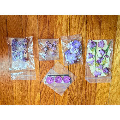 Purple Paper Flower Embellishments FloralEphemera Lot ScrapbookingCraft Supplies
