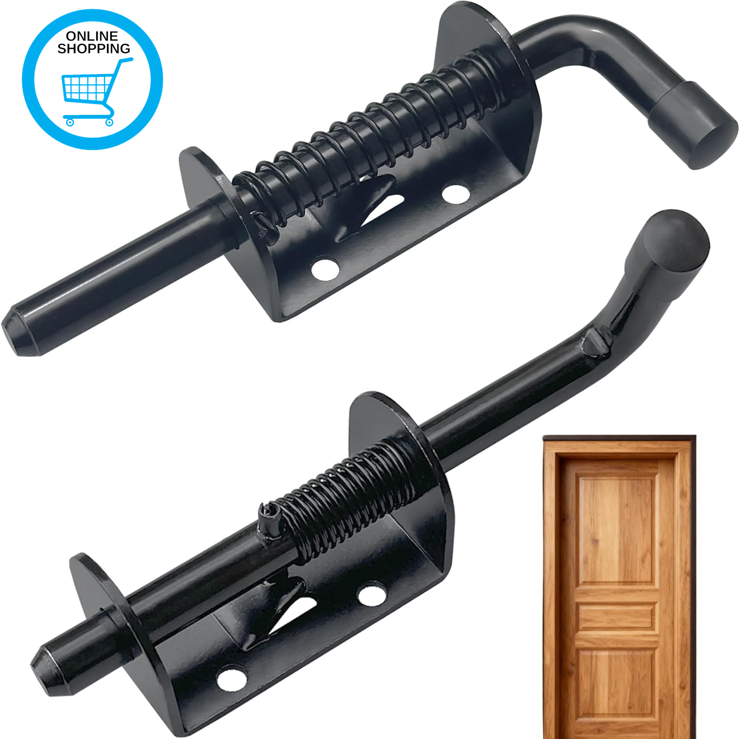 2 PCS 5 Inch Heavy Duty Spring Bolt Latches Black Gate Latch, Loaded Door Latch,