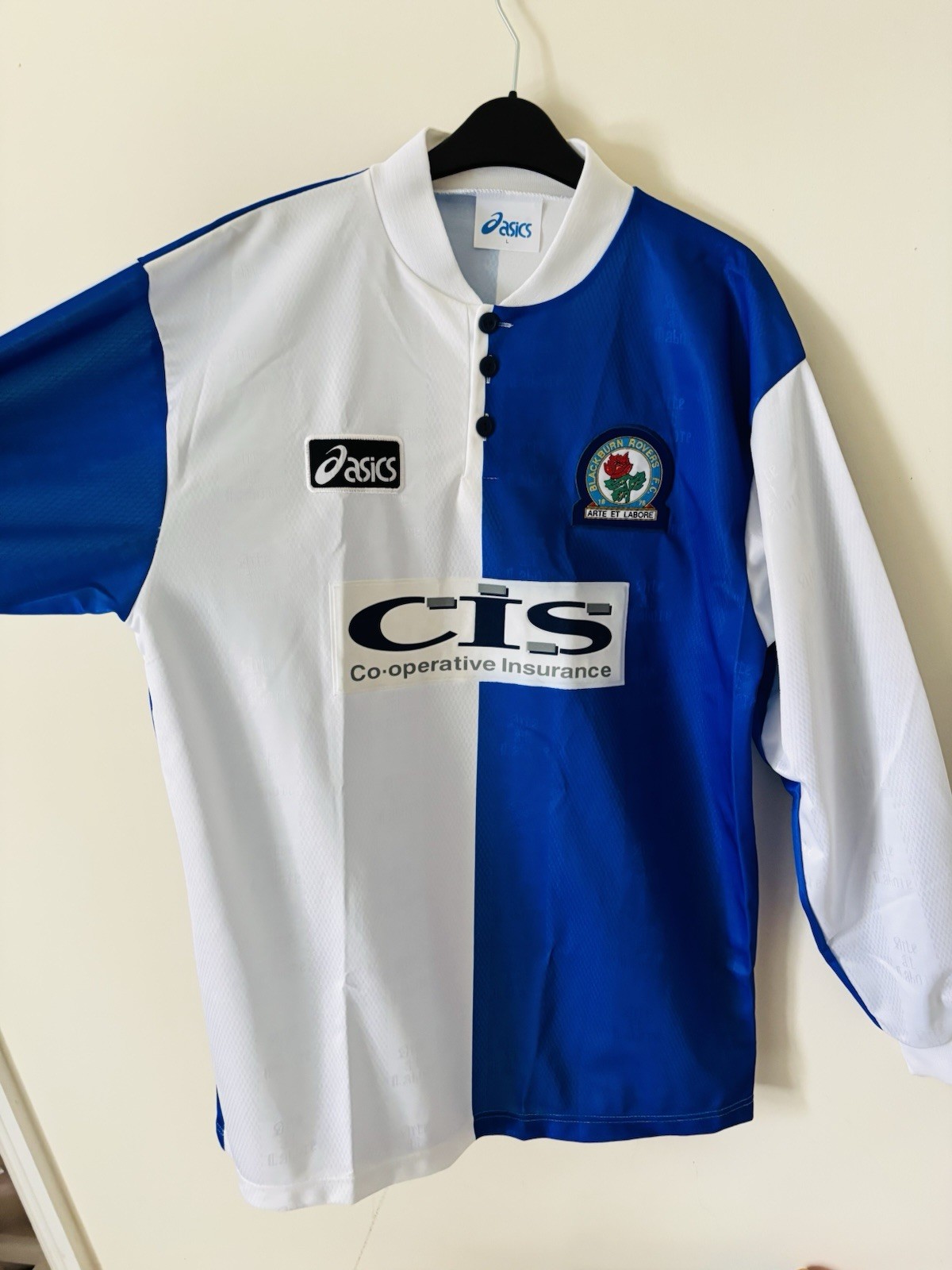 Authentic Blackburn Rovers Football Shirt ASICS Long Sleeve Large Men’s 1996-98 thumbnail 2