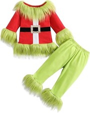 Toddler Baby Boys Girls Christmas Outfit Santa 4-5T Green monster red green
