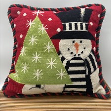 Needlepoint Snowman  Tree With Cording 11  X11  