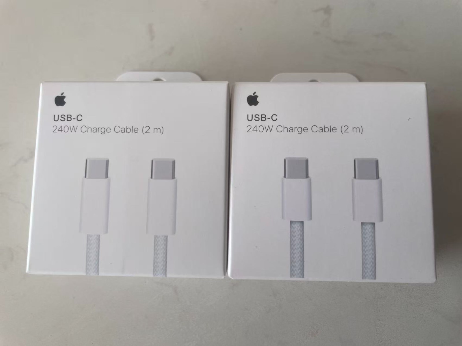 Apple 240W USB-C Charge Cable Braided 2m/6Ft - White-2 x PACK