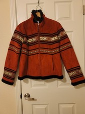 Coldwater Creek Faux Suede Sherpa Lined Red Wine Zip Jacket  Women’s Petite S