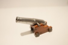 Very Heavier Metal Desk Toy Canon With Wood Frame 6" 