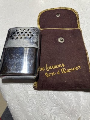 Jon-E Vintage Hand Warmer Silver Metal Standard Size with Carrying Bag