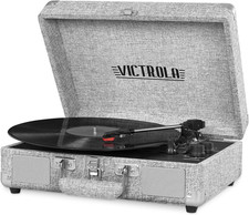 Journey Bluetooth Portable Suitcase Record Player with Built-In Speakers, 3 Sp