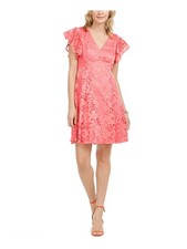 JESSICA HOWARD Womens Coral Cap Sleeve Above The Knee Fit + Flare Dress 10