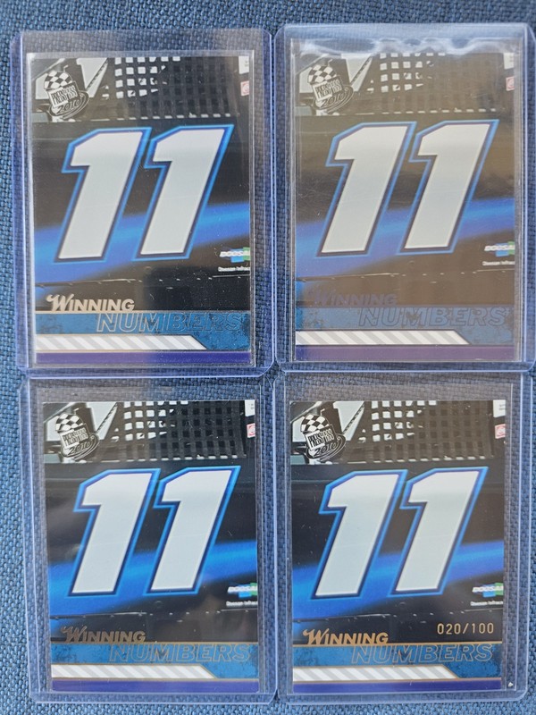 Denny Hamlin 4 card #11 vehicle 2010 Press Pass base blue gold holofoil /100