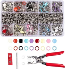 200 Sets Snap Button Kit, 9.5mm 10 Colors Snaps for Clothing, Snap Fastener T