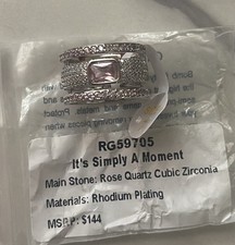 BP OG Size 7 Rhodium Plated Rose Quartz Ring It  s Simply A Moment
