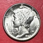1945 Choice Uncirculated US Mercury SILVER Dime "Philadelphia" Mint! Old US Coin