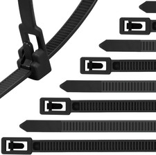 Reusable Zip Ties 12 Inch, 100Pcs 50Lb Black Zip Tie Heavy Duty Outdoor Cable Ti