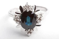 Sapphire Diamond Ring 585 14K White Gold Size