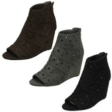 Damen Spot On High Wedge Peeptoe - Stiefeletten