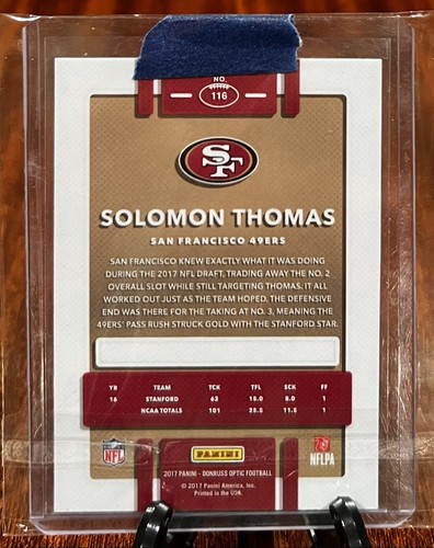 2017 Donruss Optic White Base Rookie #116 Solomon Thomas RC - Picture 2 of 2