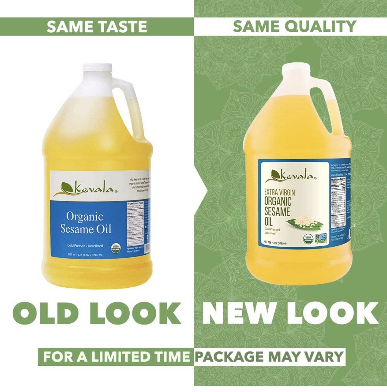 Kevala Organic Extra Virgin Sesame Oil 1 Gallon 128 Fl Oz, La Paz