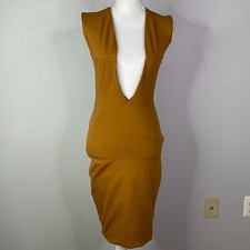 ASOS Aqua V For Vendetta Dress Women Size UK 8 Stretch Y2K Heavy Fabric Tan