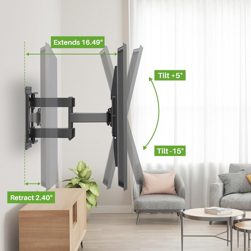 Full Motion TV Wall Mount for Most 47-84 Inch Flat Screen/Led/4K TV, Mount Brack - Picture 4 of 12
