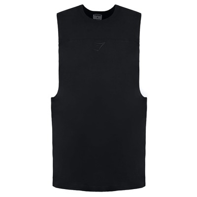 Gymshark Crew Neck Black Mens Compound Drop Arm Tank Top GMTK4067 BK
