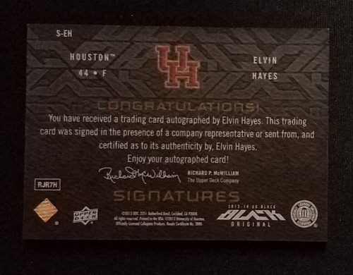 2013-14 Upper Deck Black Elvin Hayes Signatures Auto /75 Houston (HOF) NM-MINT - Picture 2 of 2
