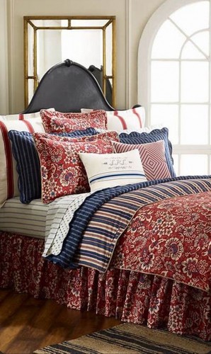 NEW! Rare PAIR Ralph Lauren COTE D’AZUR *EURO Pillow Shams RED Floral Sunflower - Picture 2 of 12