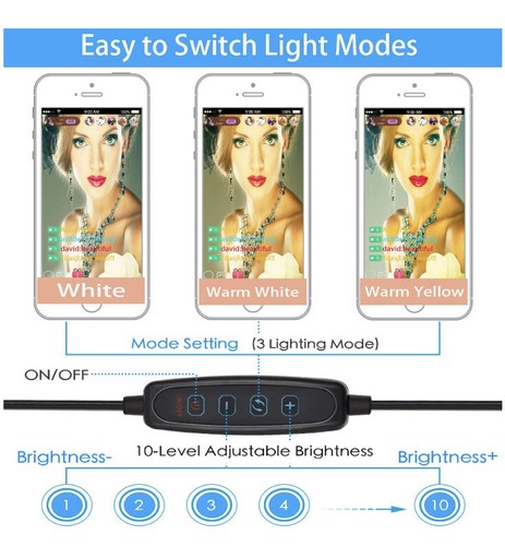 10" Selfie LED Ring Light With Tripod Stand Phone Holder For Live Stream Makeup - Picture 2 of 6