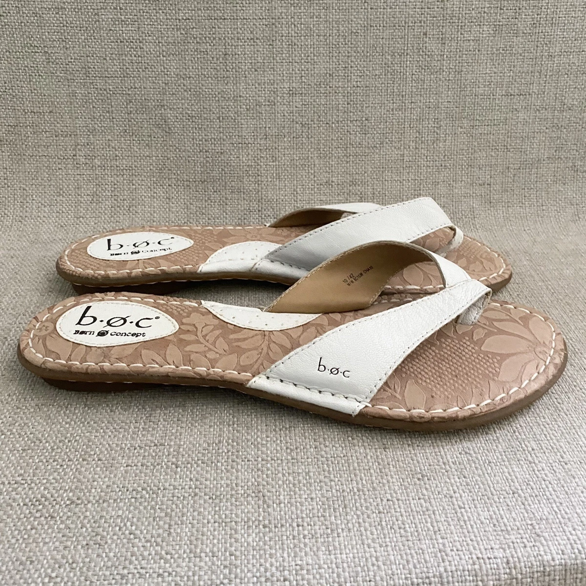 Born BOC Concept Sandals Womens Size 10 White Leather Flip Flop