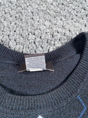 Preppy Style Argyle Diamond Pattern Sweater Adult 2XL Dark Gray