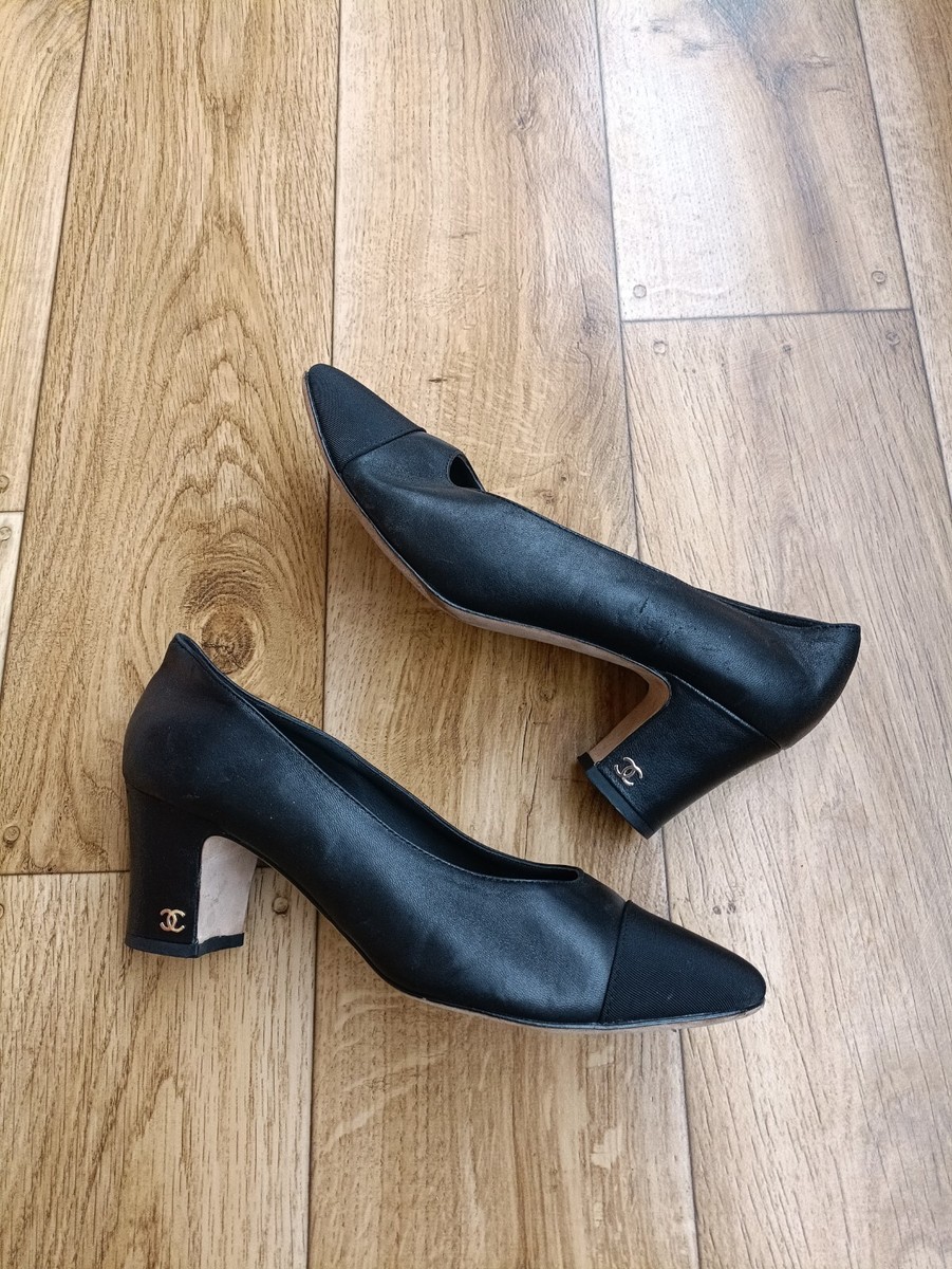 CHANEL BLACK LEATHER HEEL PUMP SIZE 39 EU, 8.5 US, 6.5 UK | eBay