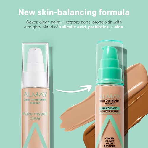 Base de maquillaje Almay Clear Complexion para acné piel sensible #800 caramelo - Imagen 9 de 9