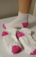 *** 6 Pair Girl's (PINK) Heel & Toe Ankle Socks 6-8 LQQK***