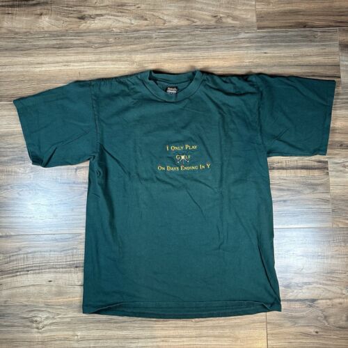 Vintage Golf Shirt Nemesis Men’s Large Single Stitch USA 90’s Superweight Green