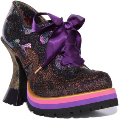 Irregular Choice Flamin Hot Damen Glitzer Schuhe Schwarz Multi Größe UK 4   8