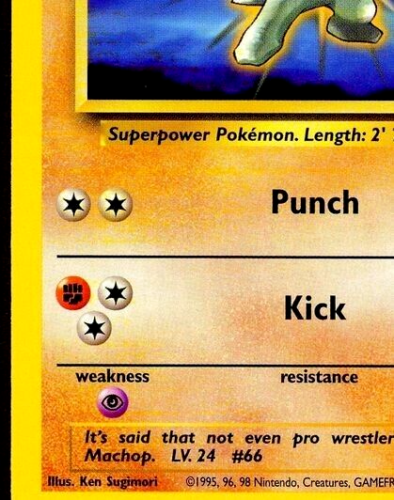 2000 Pokemon MACHOP Team Rocket Set YELLOW INK ERROR Misprint Card 59/82 NM MINT - Picture 2 of 5