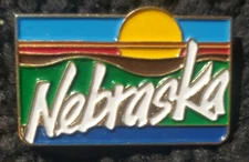 Nebraska Lapel or Hat Pin Rare Sunrise Sunset Multi Color Vest Travel USA State